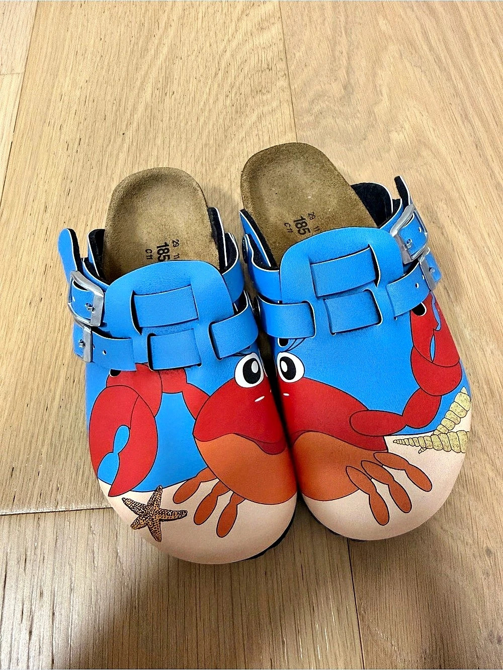 Birkenstock Boston Kids Clogs Blue & Red Like New